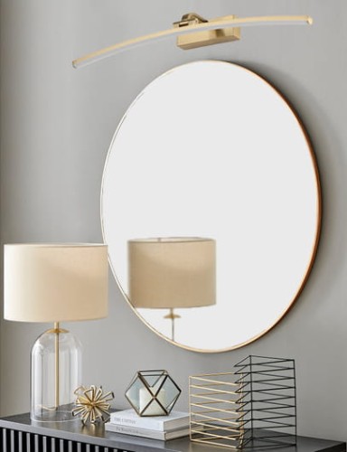 Kinkiet LED złoty 70 cm Barwa neutralna Lampa nad okrągłe lustro lub obraz do łazienki. Kinkiet wygięty, półokrągły. [3]