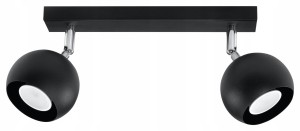 Lampa sufitowa czarna plafon 2 punkty świetlne okrągłe klosze
