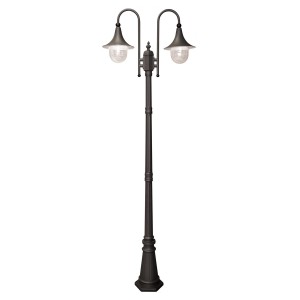Latarnia ogrodowa czarna 237 cm lampa E27 IP44 czarna dwa klosze w dół