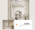 ZESTAW-Kinkiet LED chrom nad okrągłe lustro LDK40NW-400-26 plus okrągłe lustro ze ściętym bokiem 60 cm bez ramy
