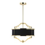Lampa wisząca żyrandol prostokątna 42 cm Metal - złoty / Tkanina - czarny