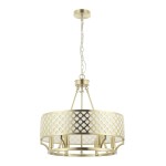 Lampa wisząca żyrandol ⌀ 55 cm Metal - satynowy złoty / Tkanina - biały kremowy