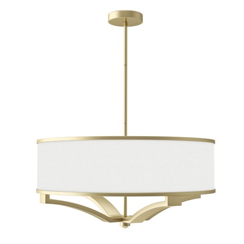 Elegancka lampa wisząca żyrandol okrągła Satynowy złoty / biały kremowy 107 cm