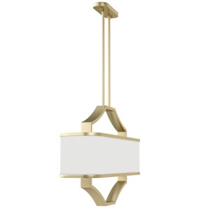 Elegancka lampa wisząca żyrandol prostokątna Satynowy złoty / biały kremowy 122 cm
