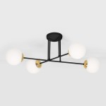 lampa sufitowa czarno złota białe klosze