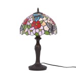 Lampka stołowa witrażowa klosz w kolorowe kwiaty