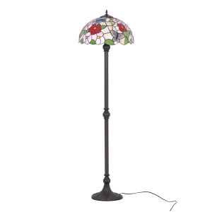 Lampa podłogowa witrażowa klosz w kolorowe kwiaty