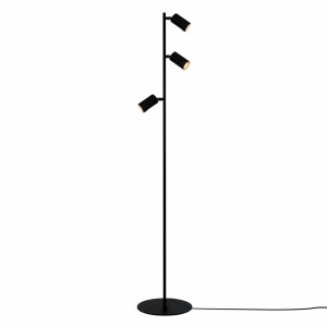 Lampa podłogowa czarna z 3 halogenami