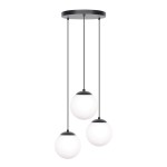 Czarna lampa wisząca z 3 białym kloszami