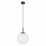 Czarna lampa wisząca z białym mlecznym kloszem fi30
