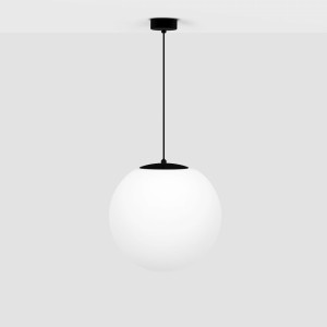 Czarna lampa wisząca z białym kloszem fi30