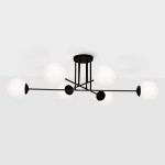 Czarna lampa sufitowa z czterema białymi kloszami 30x105x83
