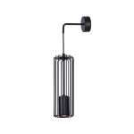 Czarna lampa kinkiet z drucianym kloszem