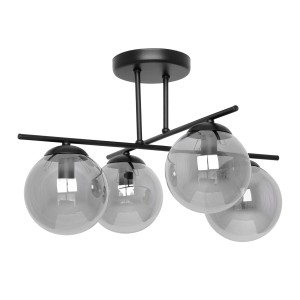 Czarna lampa sufitowa z czterema grafitowymi kloszami