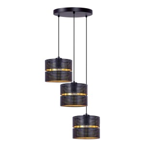 Czarno złota lampa wisząca z 3 ozdobnymi abażurami