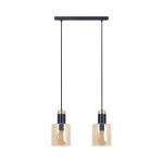 Czarno złota lampa wisząca z 2 bursztynowymi kloszami