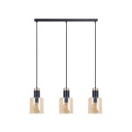 Czarno złota lampa wisząca z 3 bursztynowymi kloszami