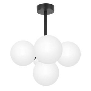 Czarna lampa wisząca z białymi kloszami 45x38x38
