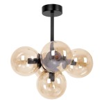 Czarna lampa wisząca z bursztynowymi kloszami 45x38x38