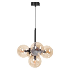 Czarna lampa wisząca z bursztynowymi kloszami 68x38x38
