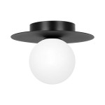 Czarna lampa sufitowa z białym okrągłym kloszem plafon