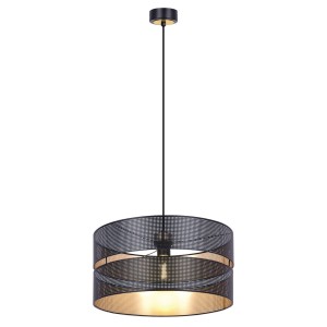 Czarno złota lampa wisząca z ozdobnym abażurem fi40