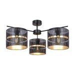 Czarno złota lampa wisząca z 3 ozdobnymi abażurami fi40