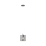 Czarna lampa wiszacą z dymionym szklanym kloszem
