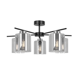 Czarna lampa z 5 grafitowymi kloszami żyrandol