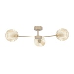 Lampa sufitowa beżowa z trzema bursztnowymi kloszami