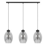 Czarna lampa wisząca z 3 dymionymi kloszami