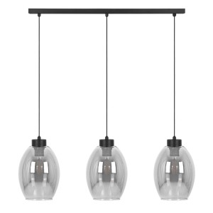 Czarna lampa wisząca z 3 dymionymi kloszami
