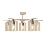 Beżowa lampa z 5 bursztynowymi kloszami żyrandol