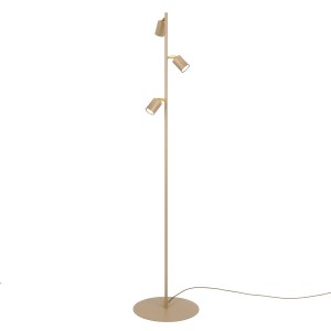 Lampa podłogowa beżowo złota z 3 halogenami