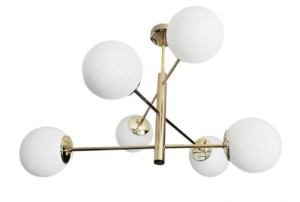 Lampa sufitowa złota białe klosze kule