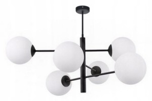 Lampa sufitowa czarna białe klosze kule