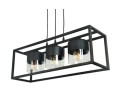 lampa loft do salonu hotelu z trzema szklanymi kloszami Bellissimo Nero wisząca czarna LOFT 3 szklane klosze