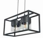 Lampa sufitowa Bellissimo Nero wisząca czarna LOFT 2 szklane klosze