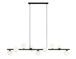 Czarna lampa wisząca z białymi mlecznymi kloszami 9xG9