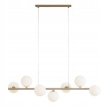 Beżowa lampa wisząca z białymi mlecznymi kloszami 7xG9