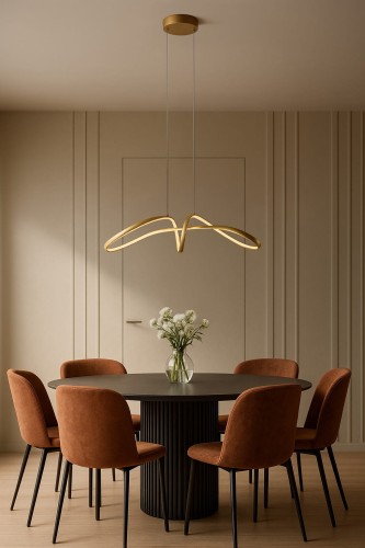 Lampa złota LED nad stół jadalniany wyspę kuchenną. Lampa sufitowa Unique Number 1.