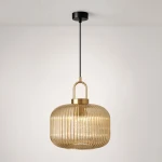 Lampa wisząca LD7897 kolor czarny, bursztynowy, patyna