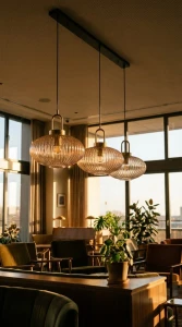 Lampa wisząca LD7879 kolor czarny, patyna, bursztynowy