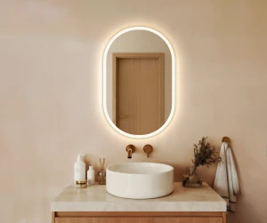 Lustro owalne LED 45x90 cm z piaskowaniem