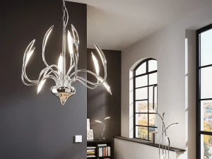 Lampa wisząca żyrandol LED chrom