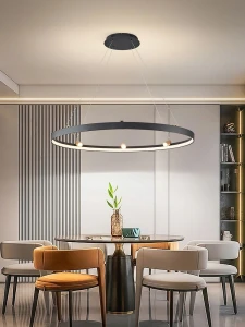 Duża lampa wisząca LED czarna ze złotymi halogenami