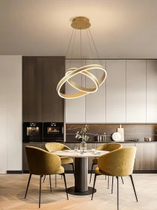 Lampa wisząca LED złota matowa dwa koła