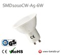 Oświetlenie LED Żarówka LED SMD GU10 10 diod 6W barwa światła biała zimna  SMD1010CW-A5-6W