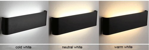 porównanie barw światła Kinkiet lampa LED do salonu / sypialni / korytarza / czarny / obudowa czarna / światło białe ciepłe / oświetlenie kinkiety ścienne LDK30WW-240-13-B