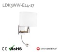 Lampa LED do sypialni / salonu / nad szafkę nocną, łóżko, lampka do domu, hotelu, pensjonatu /  biały abażur klosz LDK3WW-E14-17